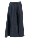Aspesi Pleated A-line Mid-length Skirt In Blue