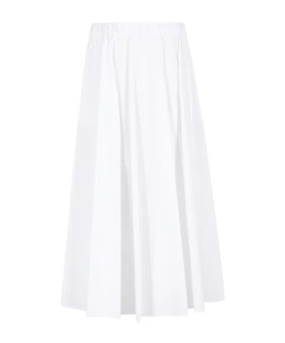 Aspesi Elastic Waist Midi Skirt In White
