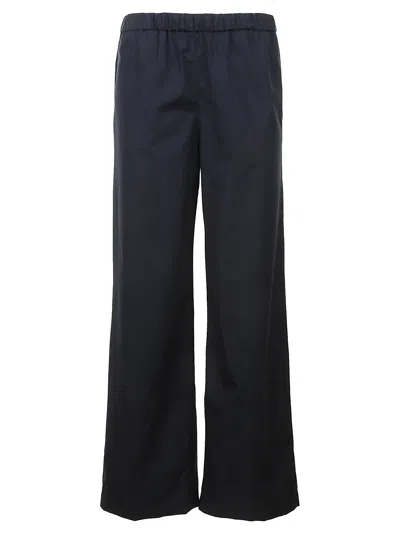 Aspesi Elastic Waist Straight Leg Plain Trousers In Navy