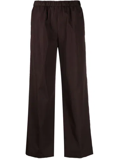 Aspesi Elastic-waist Wide-leg Trousers In Brown