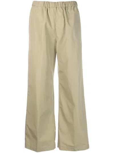 Aspesi Elastic-waist Wide-leg Trousers In Grün