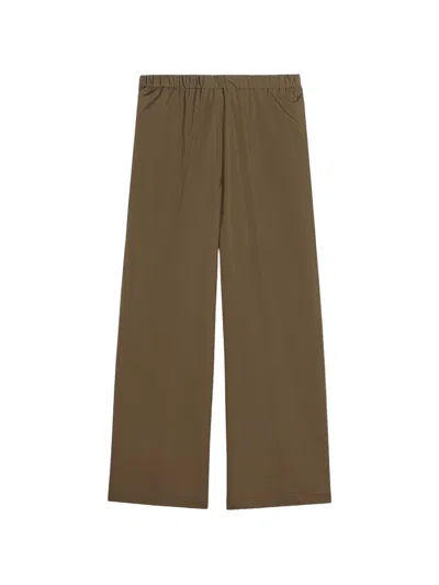 Aspesi Elasticated Cotton Trousers In Brown