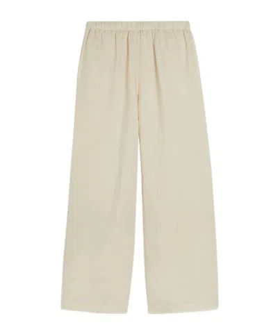 Aspesi Elasticated Linen Trousers In Brown
