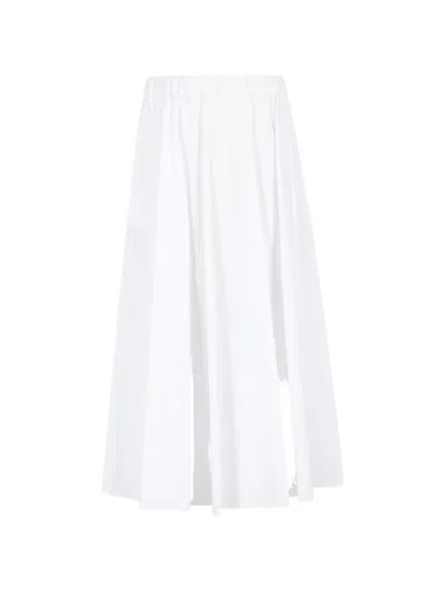 Aspesi Elasticated Pleated Midi Skirt In White