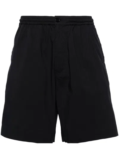 Aspesi Elasticated Waist Bermuda Shorts Men Navy In Cotton In Black