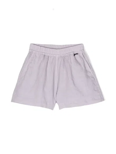 Aspesi Kids' Elasticated-waist Linen Shorts In Purple
