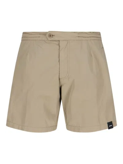 Aspesi Elasticated-waistband Swim Shorts In Beige