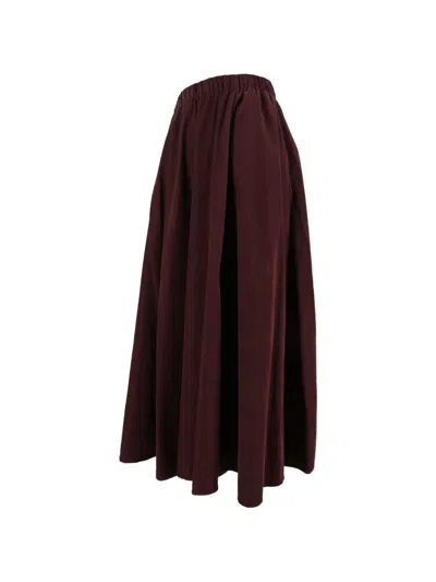 Aspesi Voluminous Pleated Midi Skirt In Burgundy
