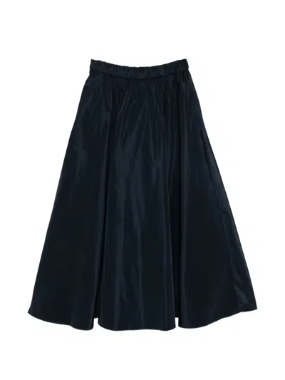 Aspesi Elasticated-waistband Midi Skirt In Blue