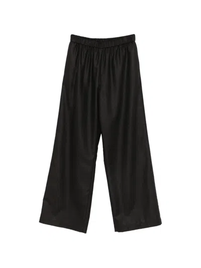 Aspesi Elasticated-waistband Wide-leg Trousers In Black