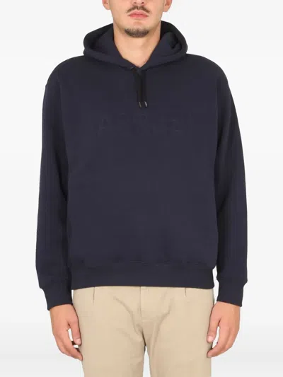 Aspesi Embossed-logo Hoodie In Blue