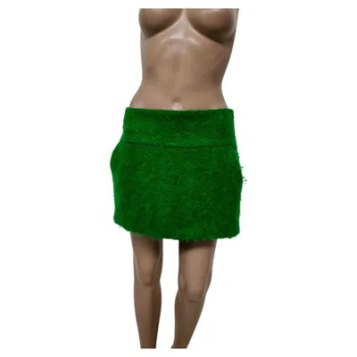 Pre-owned Aspesi Emerald-green Bouclé Wool Mini Skirt, It 38