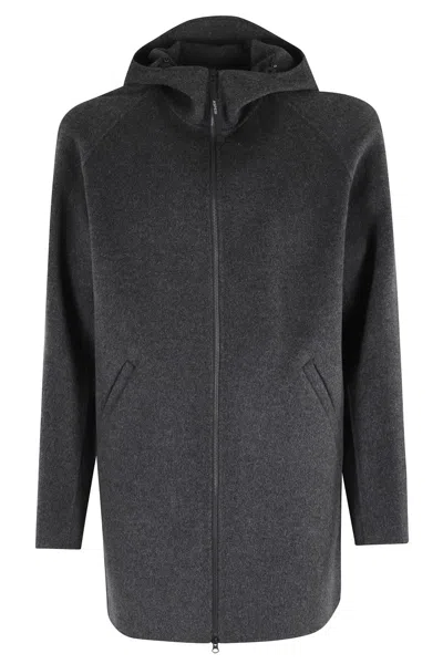 Aspesi Expansive Charcoal Wool  Coat In Black