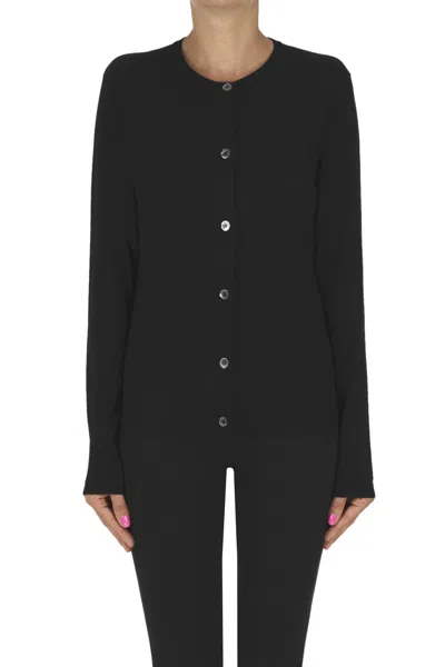 Aspesi Extrafine Wool Knit Cardigan In Black