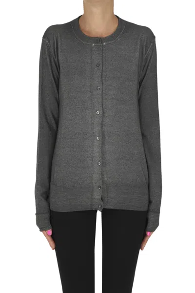 Aspesi Extrafine Wool Knit Cardigan In Gray