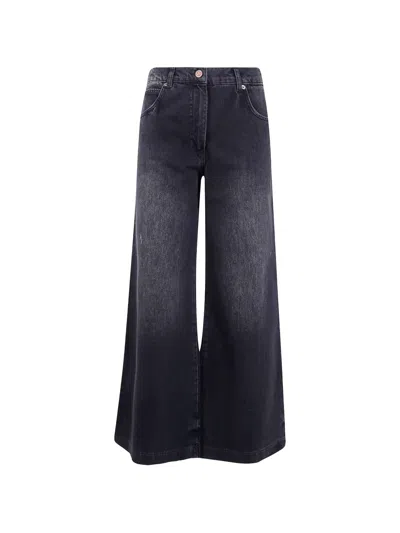 Aspesi Faded Wide-leg Jeans In Black