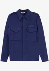 Aspesi Field Cotton Shirt Jacket Lived Effect In Blue
