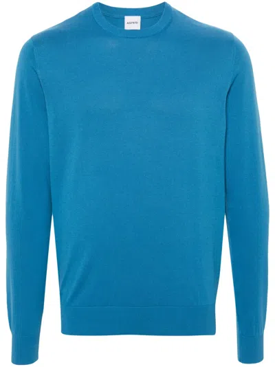 Aspesi Fine-knit Cotton Jumper In Blue