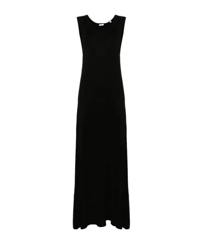 Aspesi Fine-knit Maxi Shift Dress In Black  