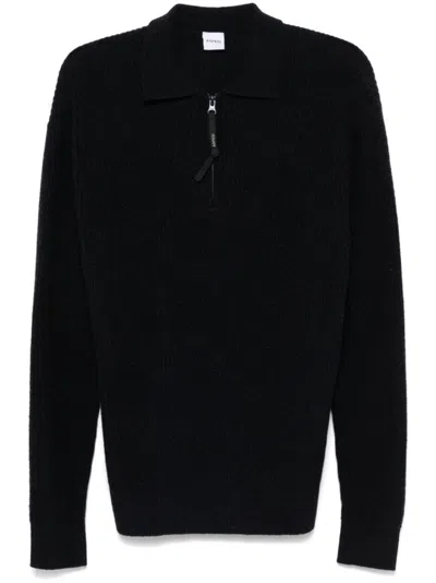 Aspesi Fisherman's Knit Polo Shirt In Blue
