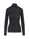 Aspesi Fitted Turtleneck Long Sleeves Top In Black