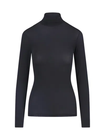 ASPESI FITTED BLACK TOP WITH HIGH COLLAR