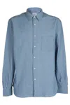 ASPESI ASPESI FITTED LIGHT DENIM CHAMBRAY SHIRT WITH POINTED COLLAR