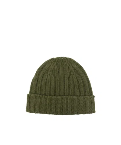 Aspesi Flanged Knitted Hat In Green