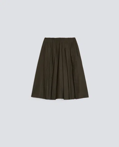 Aspesi Flannel Midi Skirt In Green