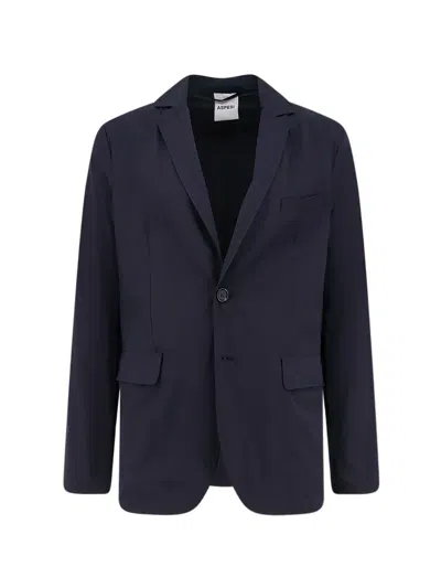 Aspesi Flap-pocket Two-button Blazer In Blue