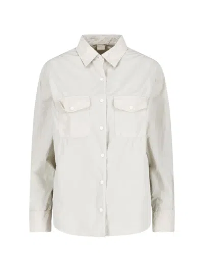 Aspesi Neutral Classic Collar Snap Button Shirt In White