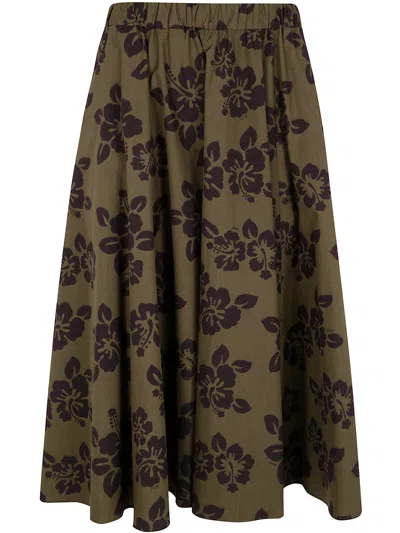 Aspesi Flare Midi Skirt In Green