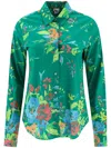 Aspesi Floral Print Round Hem Shirt In Grün