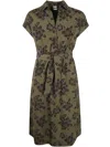 Aspesi Midi Dress With Floral Print And V-neckline