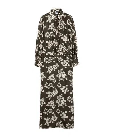 Aspesi Floral Print Dress In Black