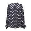 Aspesi Floral-print Viscose Crepe Blouse With Pleated Back In Blue