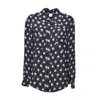 Aspesi Floral-print Viscose Crepe Blouse With Pleated Back In Blue
