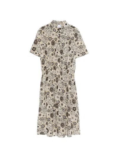 Aspesi Floral-print Midi Dress In Neutral
