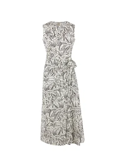 Aspesi Floral-print Midi Dress In Gray