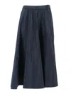Aspesi Pleated A-line Mid-length Skirt In Blue