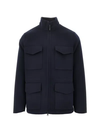 Aspesi Four-pocket Zip-up Jacket In Blue