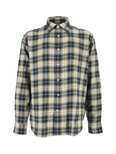 Aspesi Fred Long-sleeve Plaid Cotton Shirt In Blue