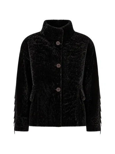 Aspesi Fringed Textured-finish Jacket In Black