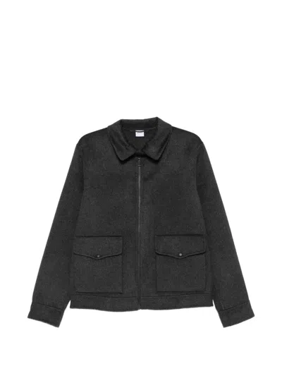 Aspesi Funnel-neck Flap-pocket Jacket In Gray