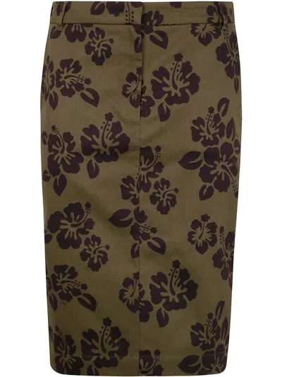 ASPESI MIDI SKIRT,G2250.L116 64237 MILITARY FLOWER