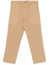 Aspesi Gabardine Cropped Trousers In Brown