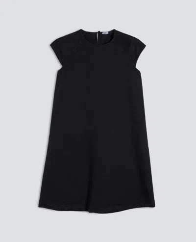 Aspesi Garment-dyed Compact Slub Linen Dress In Black