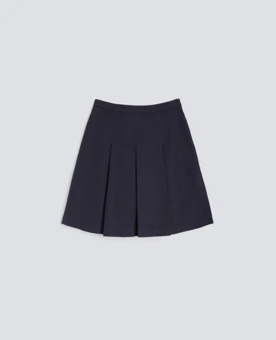 Aspesi Garment-dyed Cotton And Linen Gabardine Skirt In Blue