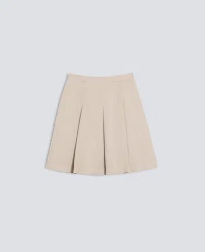 Aspesi Garment-dyed Cotton And Linen Gabardine Skirt In Neutral