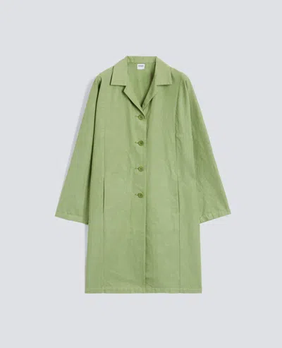 Aspesi Garment-dyed Cotton And Linen Slub Canvas Coat In Green
